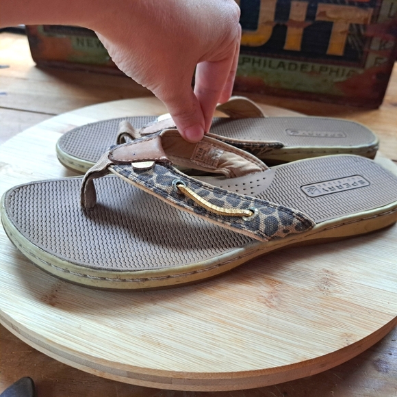 Sperry Flip Flops Sandals, Women Size 7.5, Animal Print, Slip On, Open Toe - Picture 1 of 12